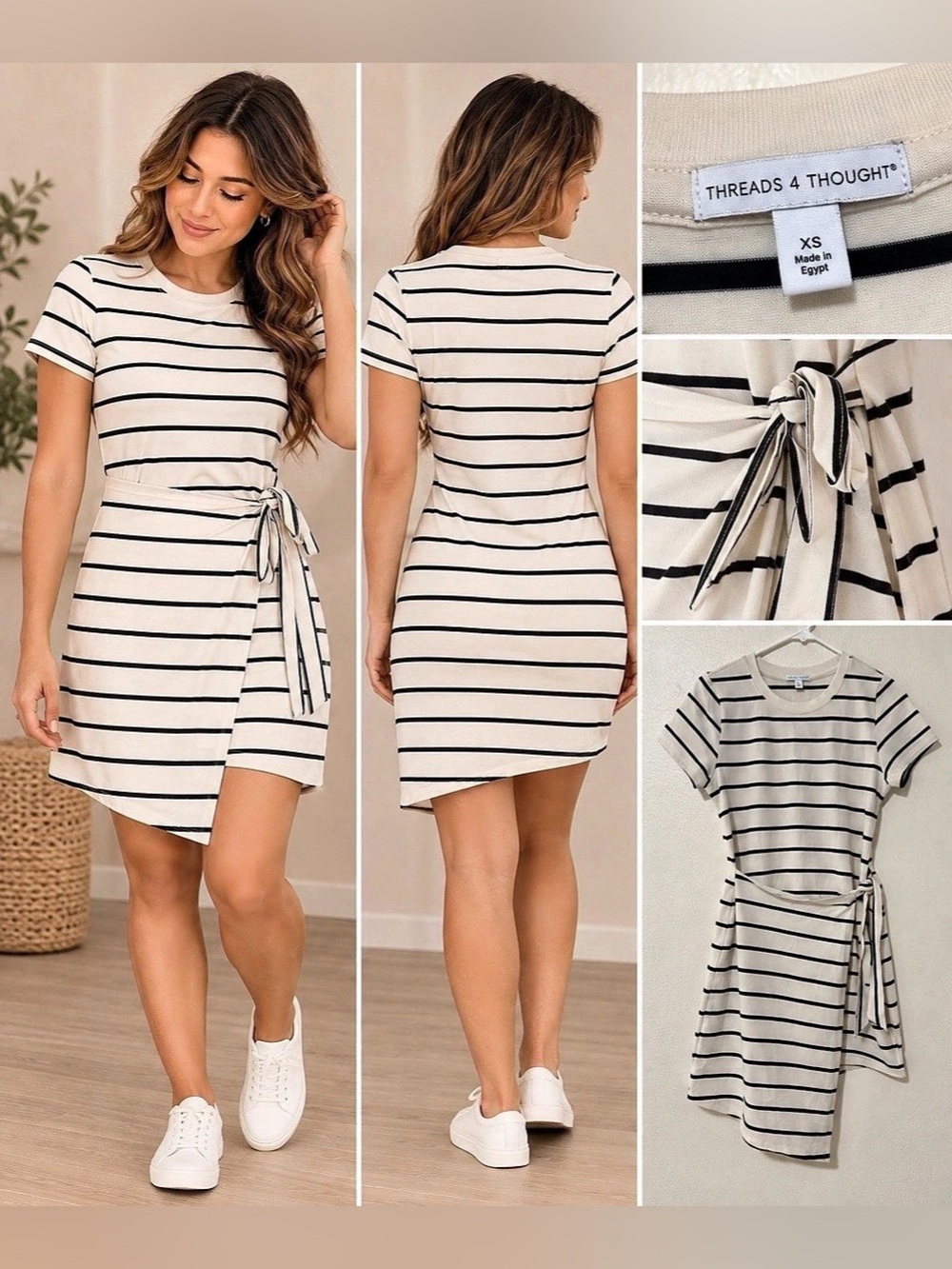 Threads 4 Thought Valerie Stripe Short Sleeve Knot Jersey Dress Knot Jersey Mini